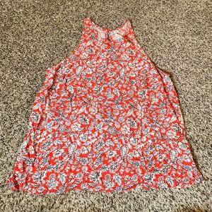 Old Navy Womens Red Floral Paisley High Neck Halter Tank Top Size M Sleeveless